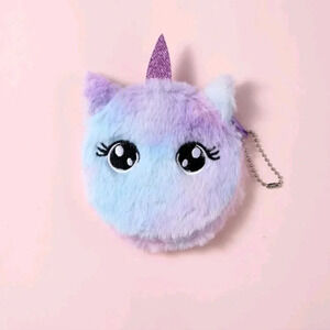 Unicorn purple girls cute coin purse zipper pouch bag makeup wallet money womens